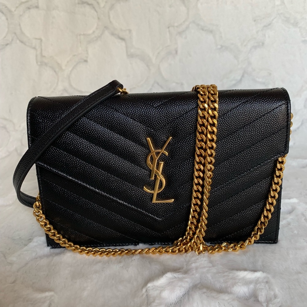 Ysl black envelope chain purse
